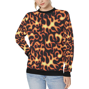 Fire flame dark pattern Women's Crew Neck Sweatshirt
