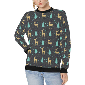 Deers star tree pattern Women's Crew Neck Sweatshirt
