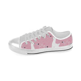 Llama Alpaca pink background Men's Low Top Canvas Shoes White