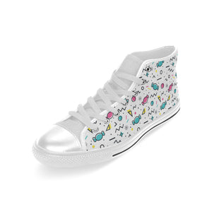 Candy design pattern Men's High Top Canvas Shoes White