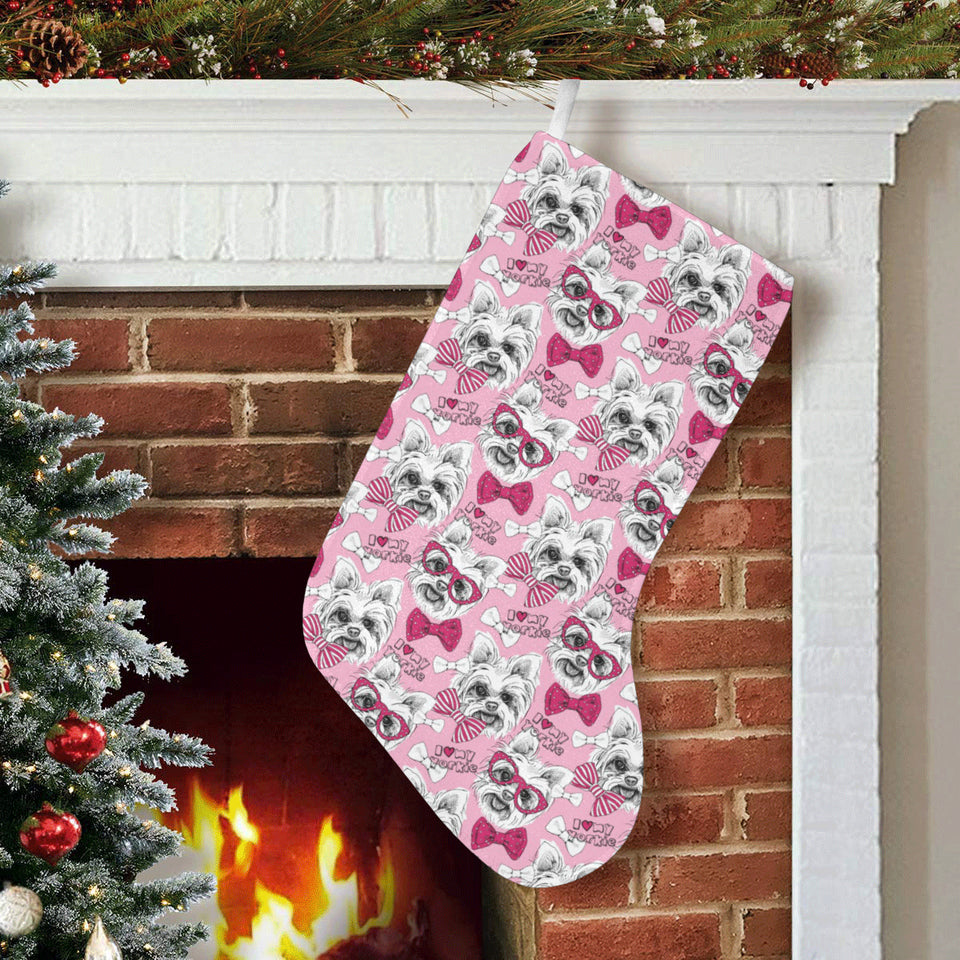 Yorkshire Terrier Pattern Print Design 03 Christmas Stocking