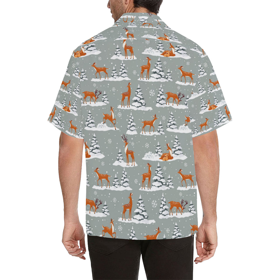Beautiful deers Winter Christmas Men's All Over Print Hawaiian Shirt
