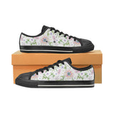 Beautiful pink lotus waterlily leaves pattern Men's Low Top Canvas Shoes Black