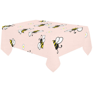 Cute bee flower pattern pink background Tablecloth