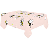 Cute bee flower pattern pink background Tablecloth