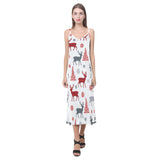 Deer tree snowflakes chrismas pattern V-Neck Open Fork Long Dress
