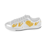 French fries white paper box pattern Men's Low Top Shoes White