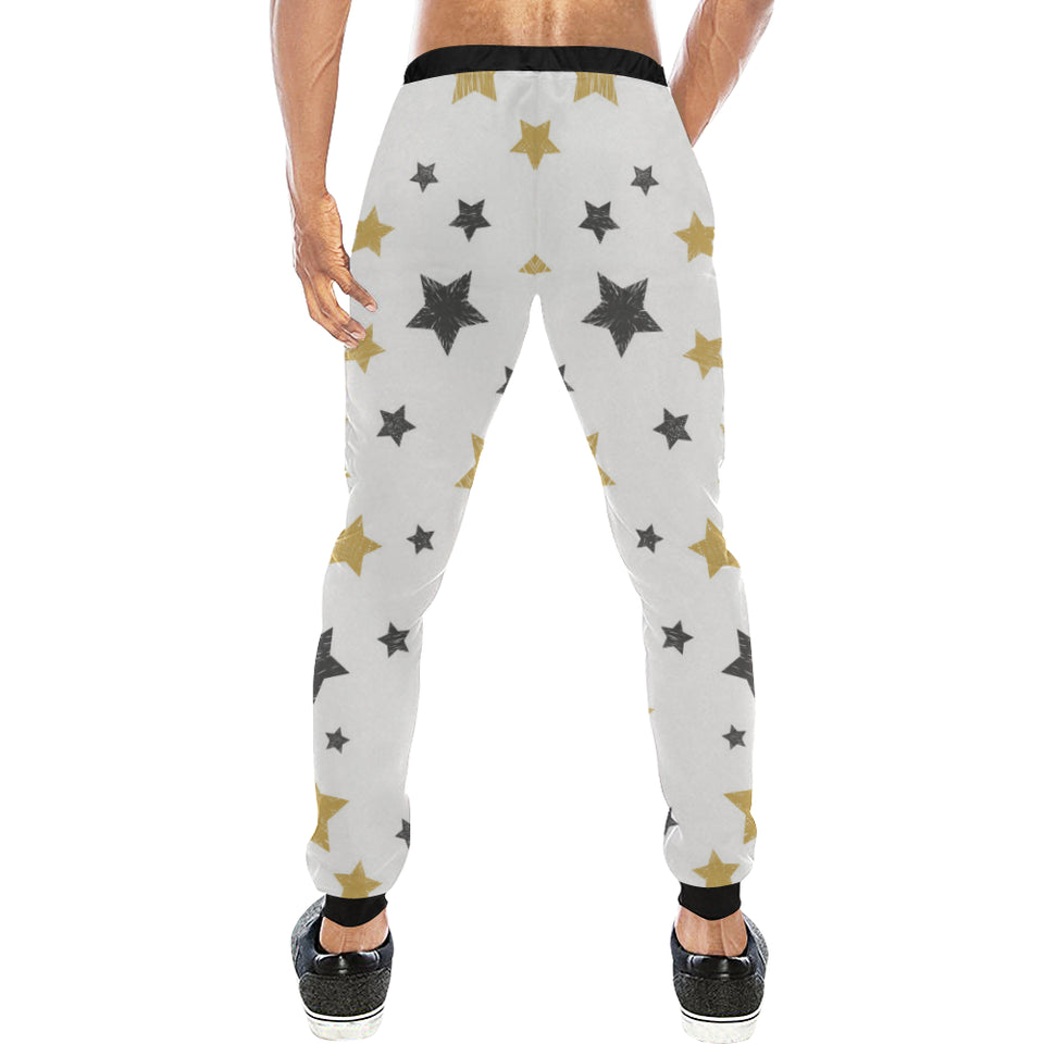 hand drawn gold black star pattern Unisex Casual Sweatpants