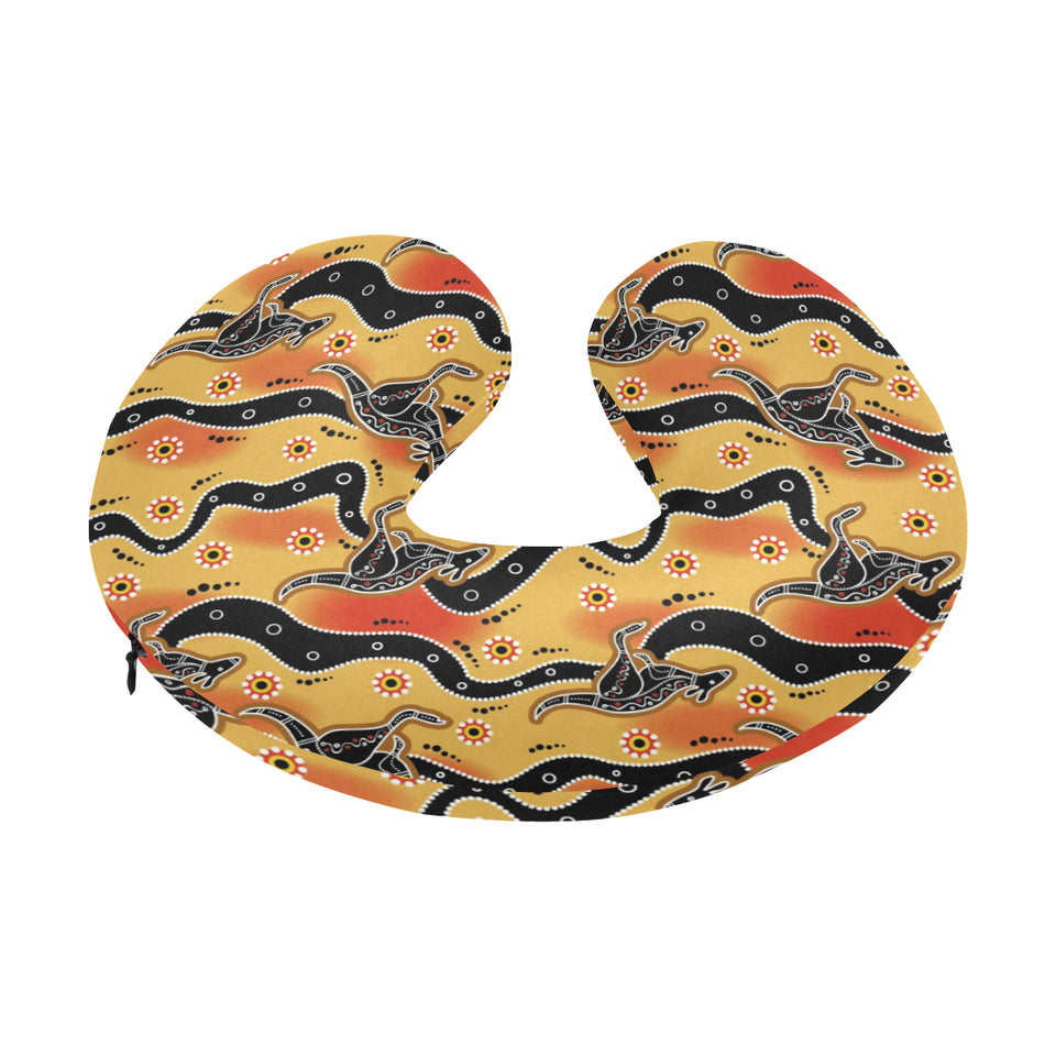 Kangaroo Australian aboriginal art pattern U-Shaped Travel Neck Pillow