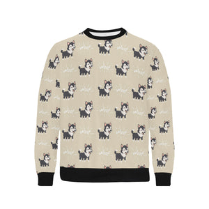 Cute Siberian Husky Men's Crew Neck Sweatshirt