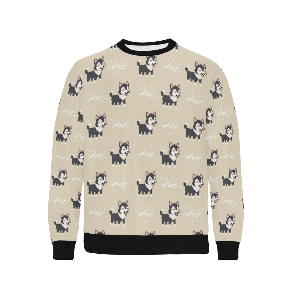 Cute Siberian Husky Men's Crew Neck Sweatshirt