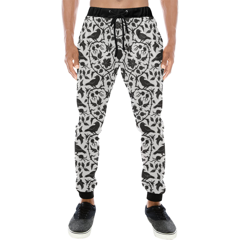 Crow dark floral pattern Unisex Casual Sweatpants