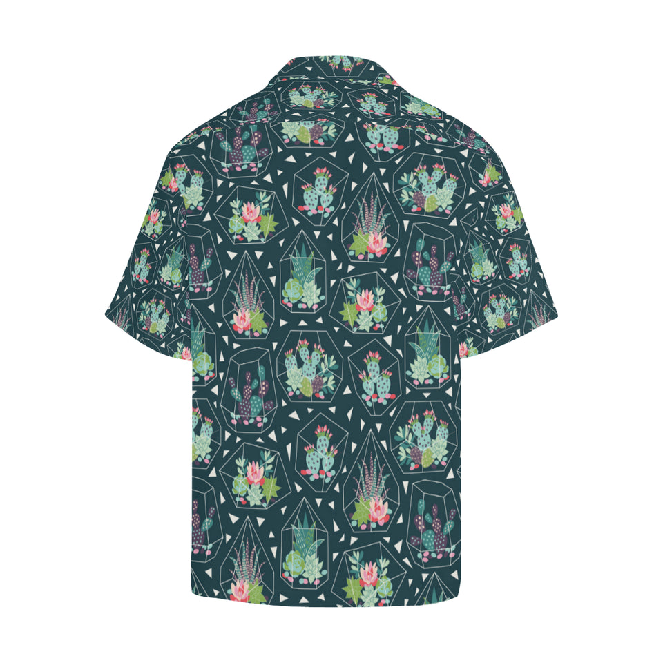 Cactus glass terrarium pattern Men's All Over Print Hawaiian Shirt