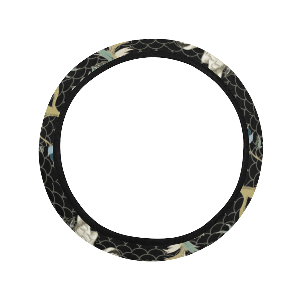 Japanese crane ornament elements Car Steering Wheel Cover