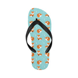 Fox pattern blue b ackground Unisex Flip Flops