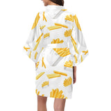 French fries white paper box pattern Women's Short Kimono Robe