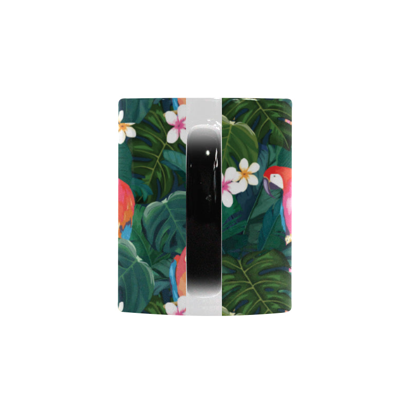 Parrot Palm tree leaves flower hibiscus pattern Morphing Mug Heat Changing Mug