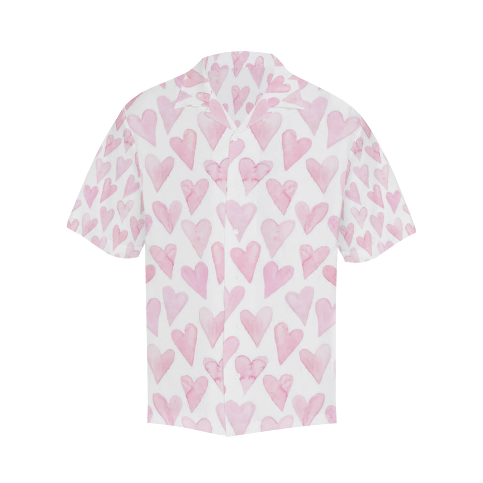 Watercolor pink heart pattern Men's All Over Print Hawaiian Shirt