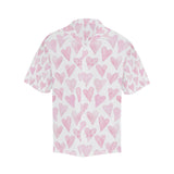 Watercolor pink heart pattern Men's All Over Print Hawaiian Shirt