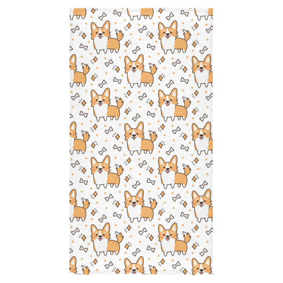 Cute corgi heart star bone pattern Bath Towel