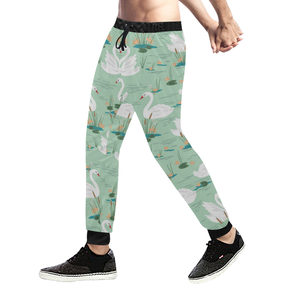 White swan lake pattern Unisex Casual Sweatpants