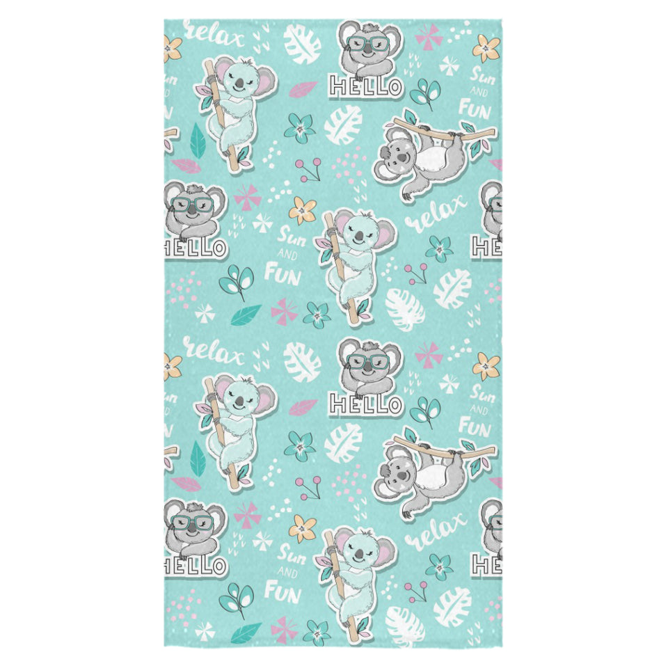 Cute koalas blue background pattern Bath Towel
