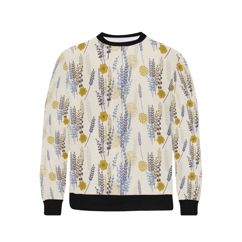 Lavender modern pattern blackground Men's Crew Neck Sweatshirt