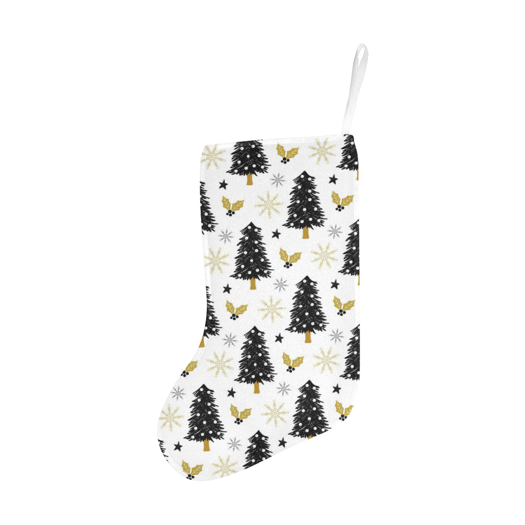 Christmas tree holly snow star pattern Christmas Stocking