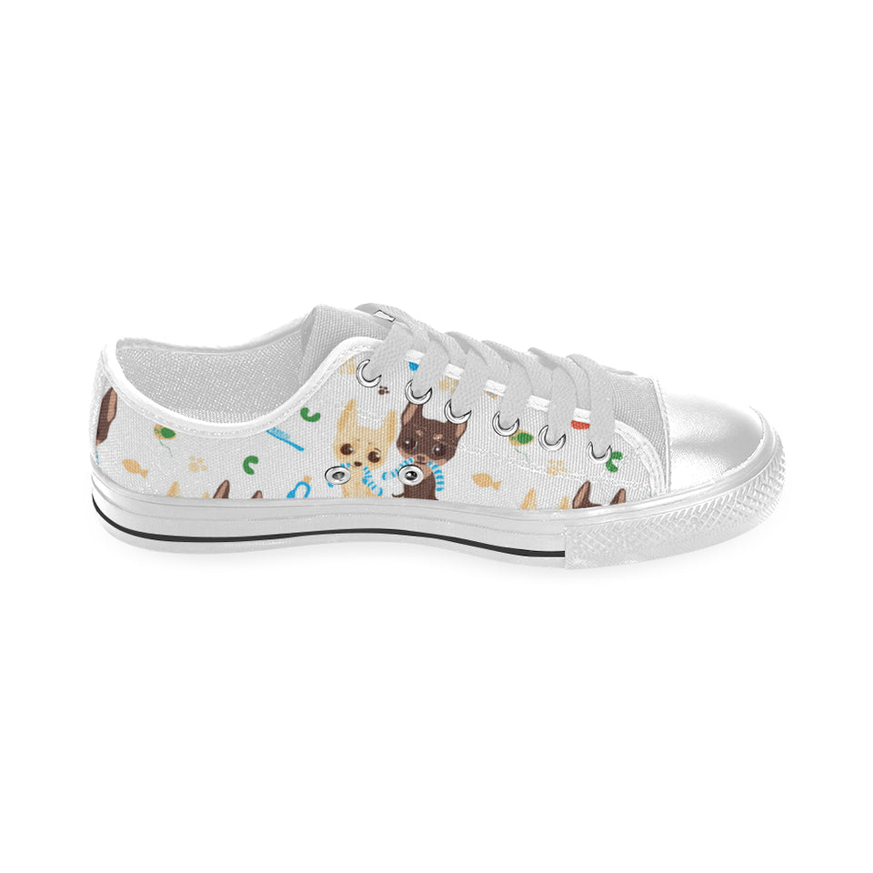 Cute Chihuahua dog pattern Men's Low Top Shoes White