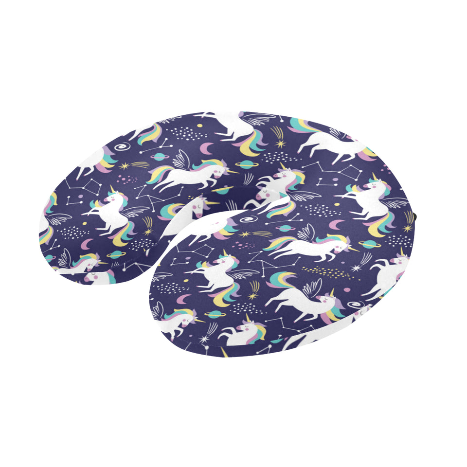 Hand drawn cute unicorn star planet U-Shaped Travel Neck Pillow