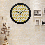 oranges leaves pattern Elegant Black Wall Clock