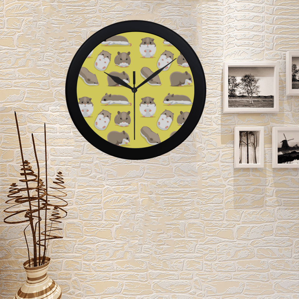 Cute Hamster pattern Elegant Black Wall Clock