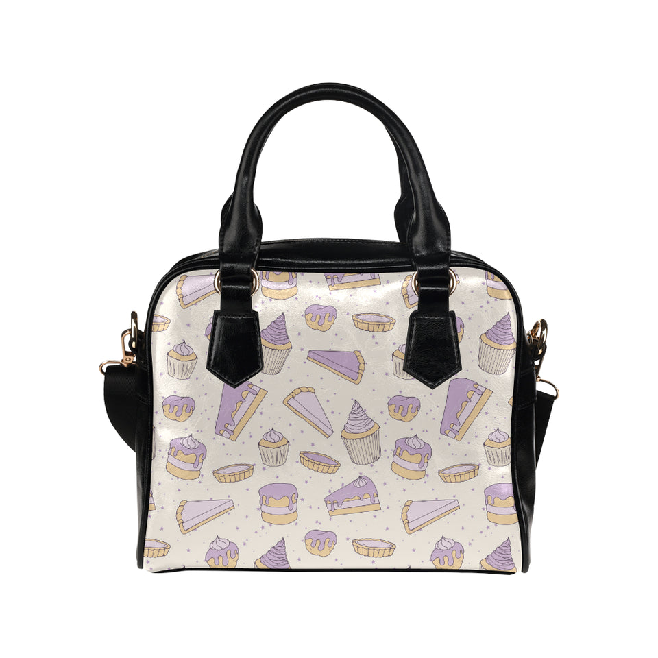 Cakes pies tarts muffins and eclairs purple bluebe Shoulder Handbag
