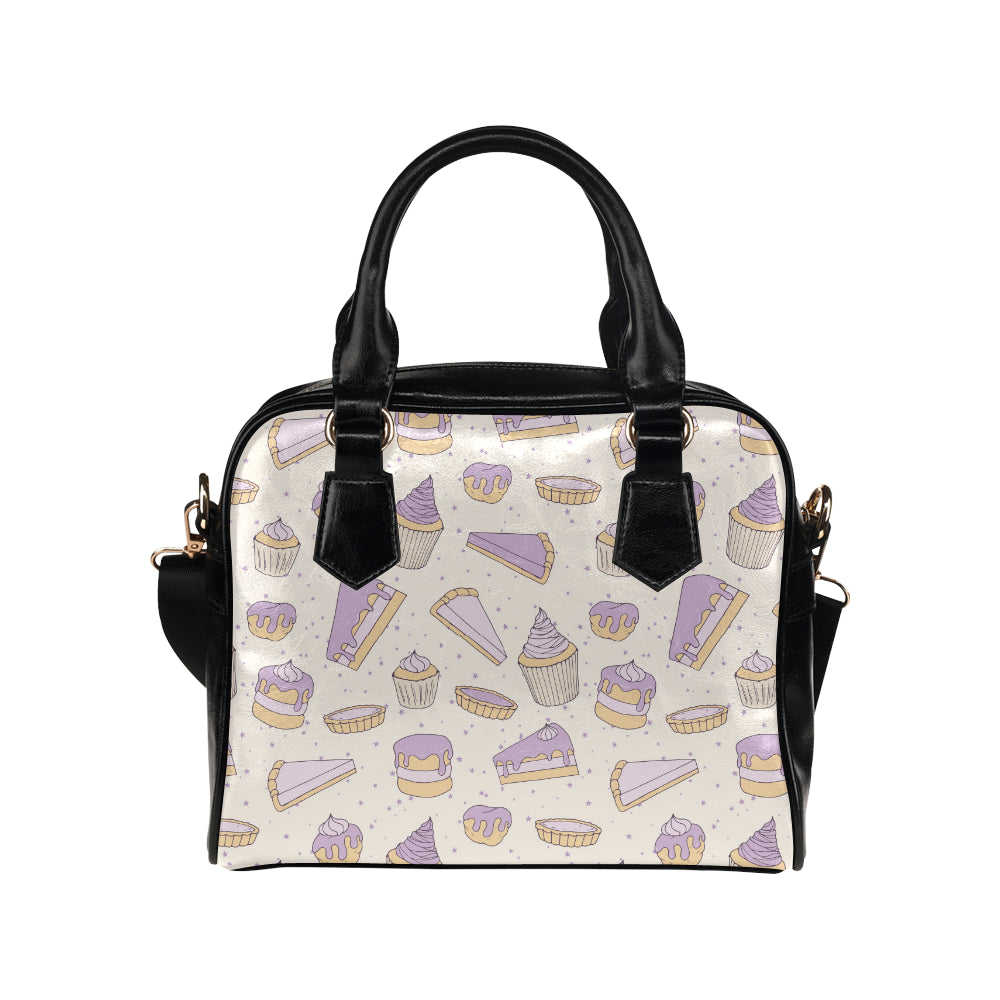Cakes pies tarts muffins and eclairs purple bluebe Shoulder Handbag