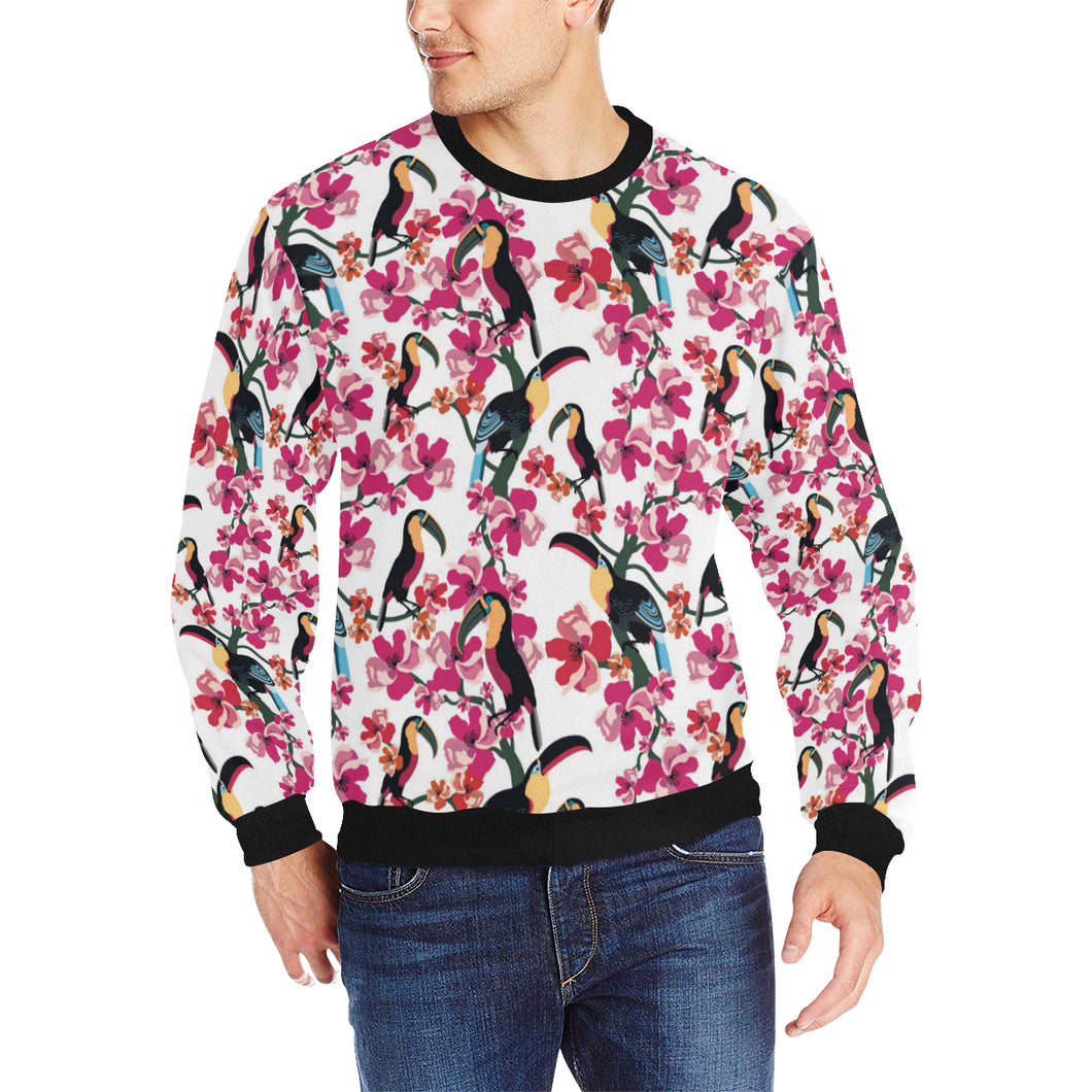 Toucan flower design pattern Men's Crew Neck Sweatshirt