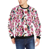 Toucan flower design pattern Men's Crew Neck Sweatshirt