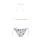 Snowman christmas  tree snow gray background Sexy Bikinis Two-Piece Swimsuits