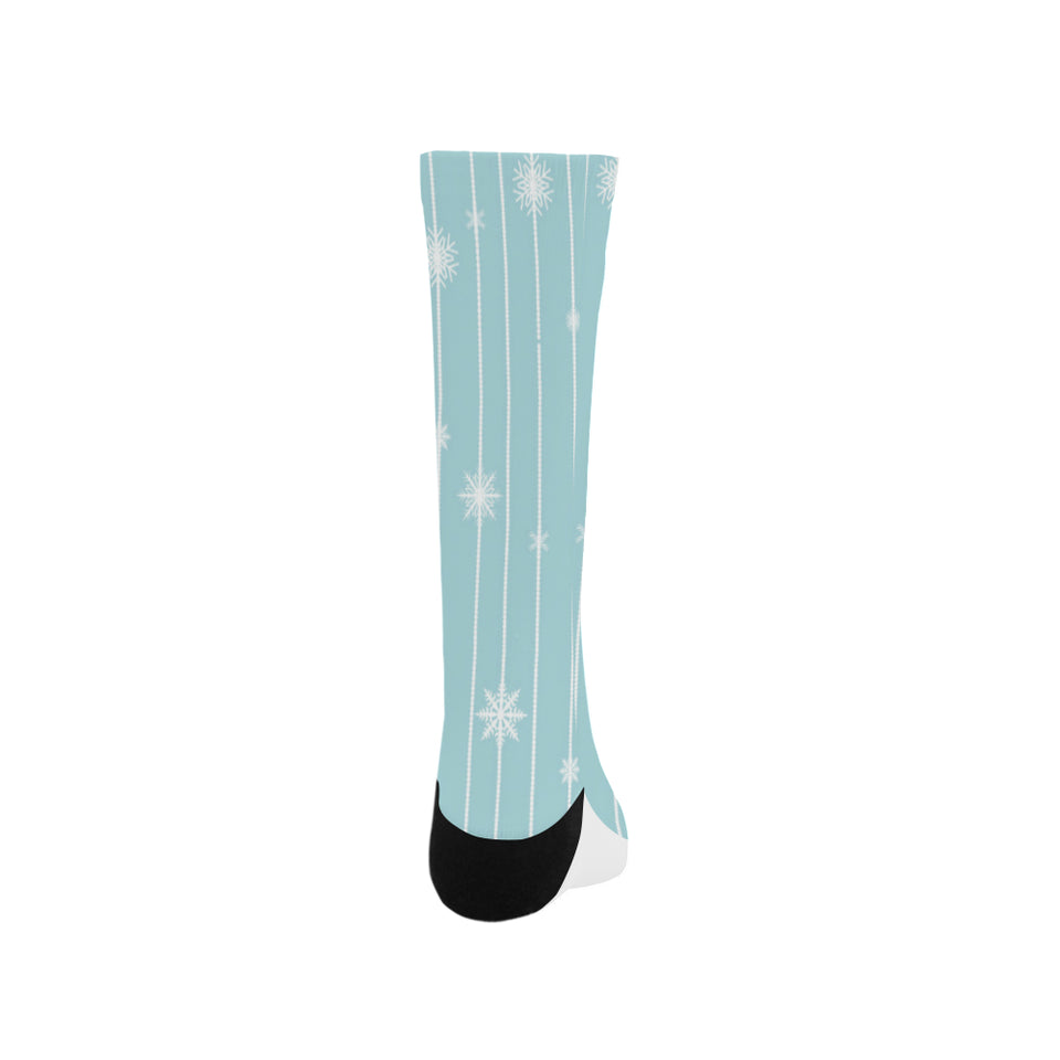 Snowflake pattern blue stripe background Crew Socks