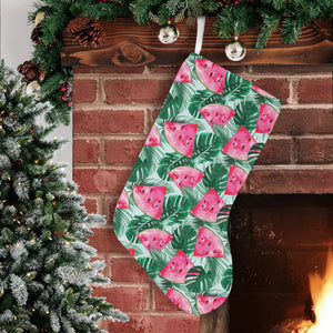 Watermelons tropical palm leaves pattern Christmas Stocking