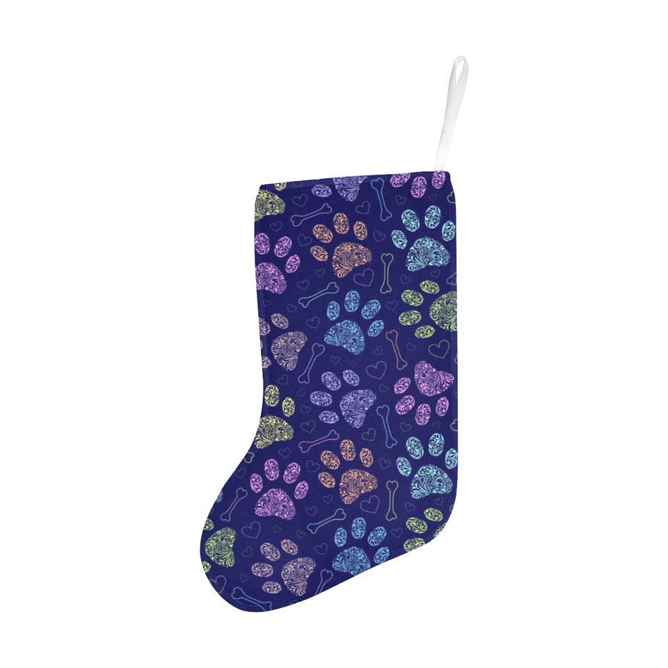 Dog Paws Pattern Print Design 02 Christmas Stocking