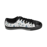 Hand drawn space elements space rocket star planet Men's Low Top Canvas Shoes Black
