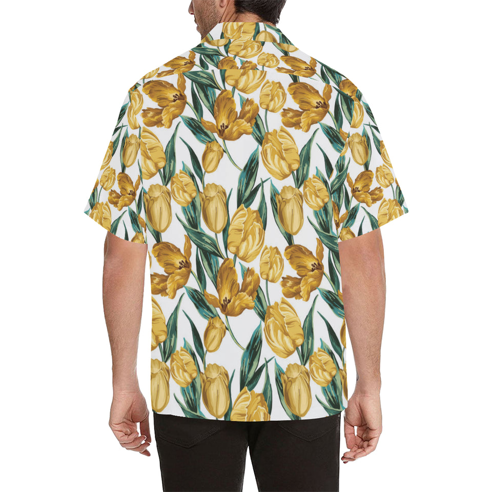 yellow tulips pattern Men's All Over Print Hawaiian Shirt