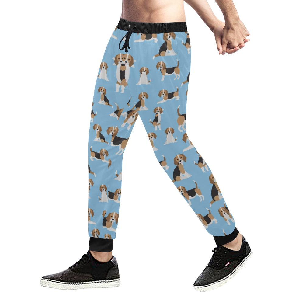 Beagle dog blue background pattern Unisex Casual Sweatpants