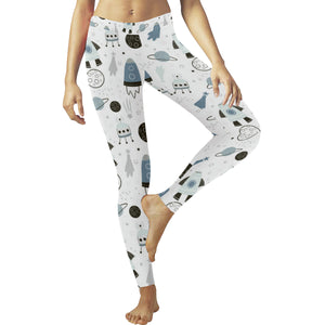 Hand drawn space elements space rocket star planet Women's Legging Fulfilled In US