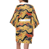 Kangaroo Australian aboriginal art pattern Women's Short Kimono Robe
