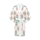 Square floral indian flower pattern Women's Short Kimono Robe