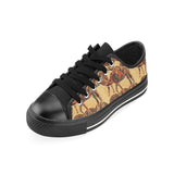 Camel polynesian tribal design pattern Men's Low Top Canvas Shoes Black