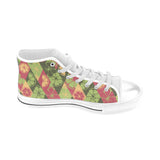 Cool Geometric lime pattern Men's High Top Canvas Shoes White