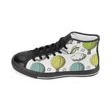Hot Air Balloon Bird Cloud Pattern Women's High Top Canvas Shoes Black