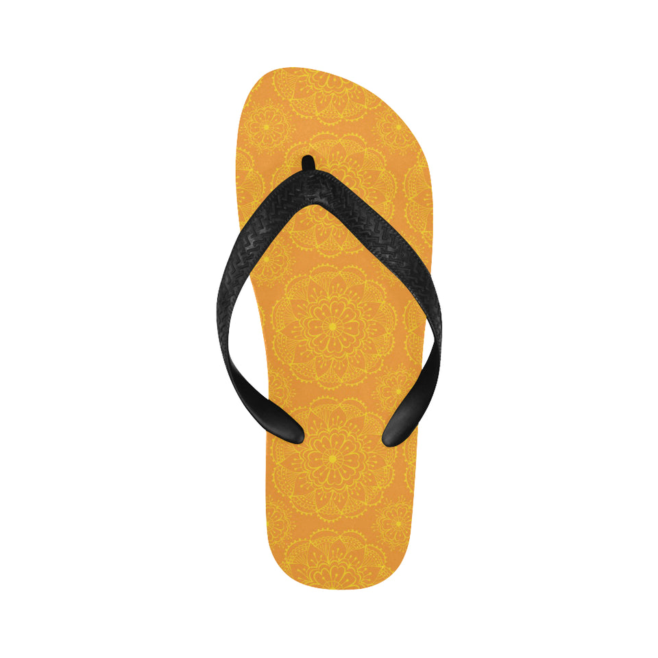 Orange traditional indian element pattern Unisex Flip Flops